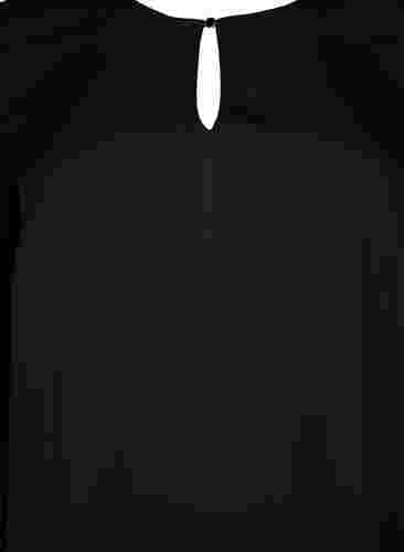 Enfärgad blus med långa ärmar, Black, Packshot image number 2