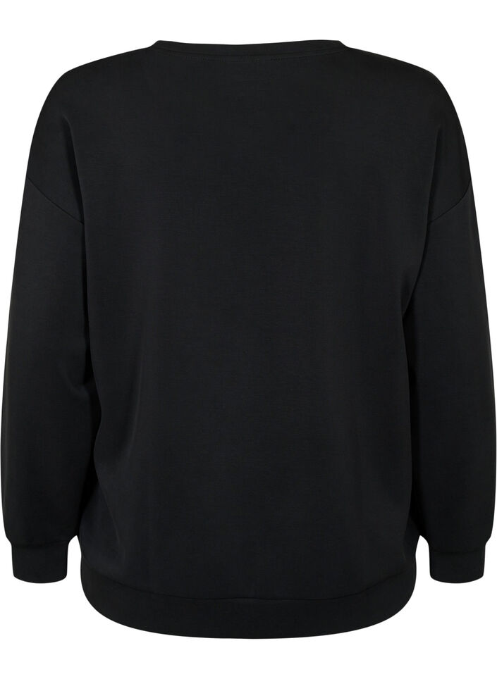 Sweatshirt med texttryck, Black, Packshot image number 1