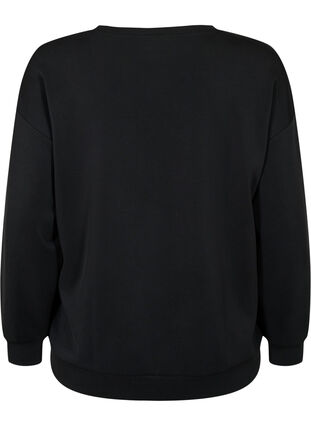 Sweatshirt med texttryck, Black, Packshot image number 1
