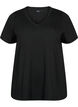 Kort&auml;rmad t-shirt med v-hals, Svart, Packshot image number 0