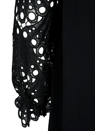 Klänning i viskos med crochet ärmar, Black, Packshot image number 3