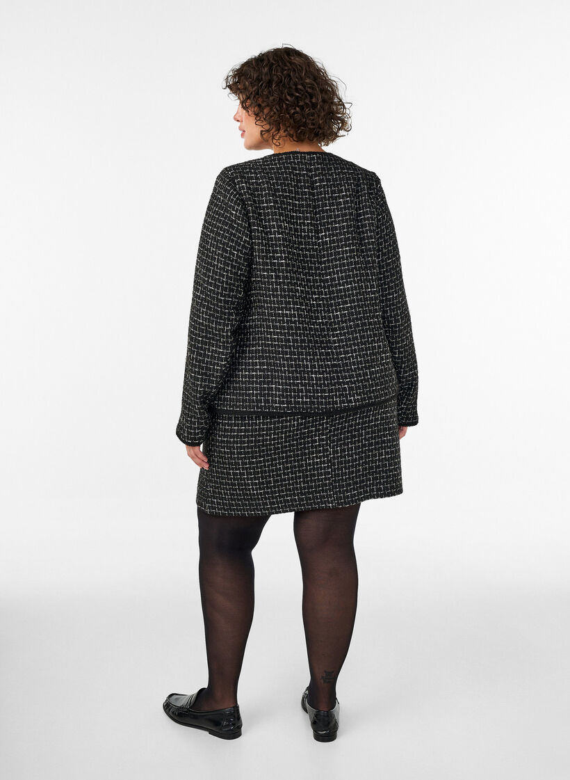 Kort kjol i boucl&eacute;, Svart, Model image number 2