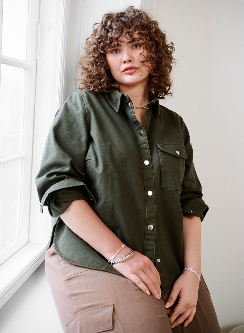 Jacka i canvas med knappar, Forest Night, Image image number 0