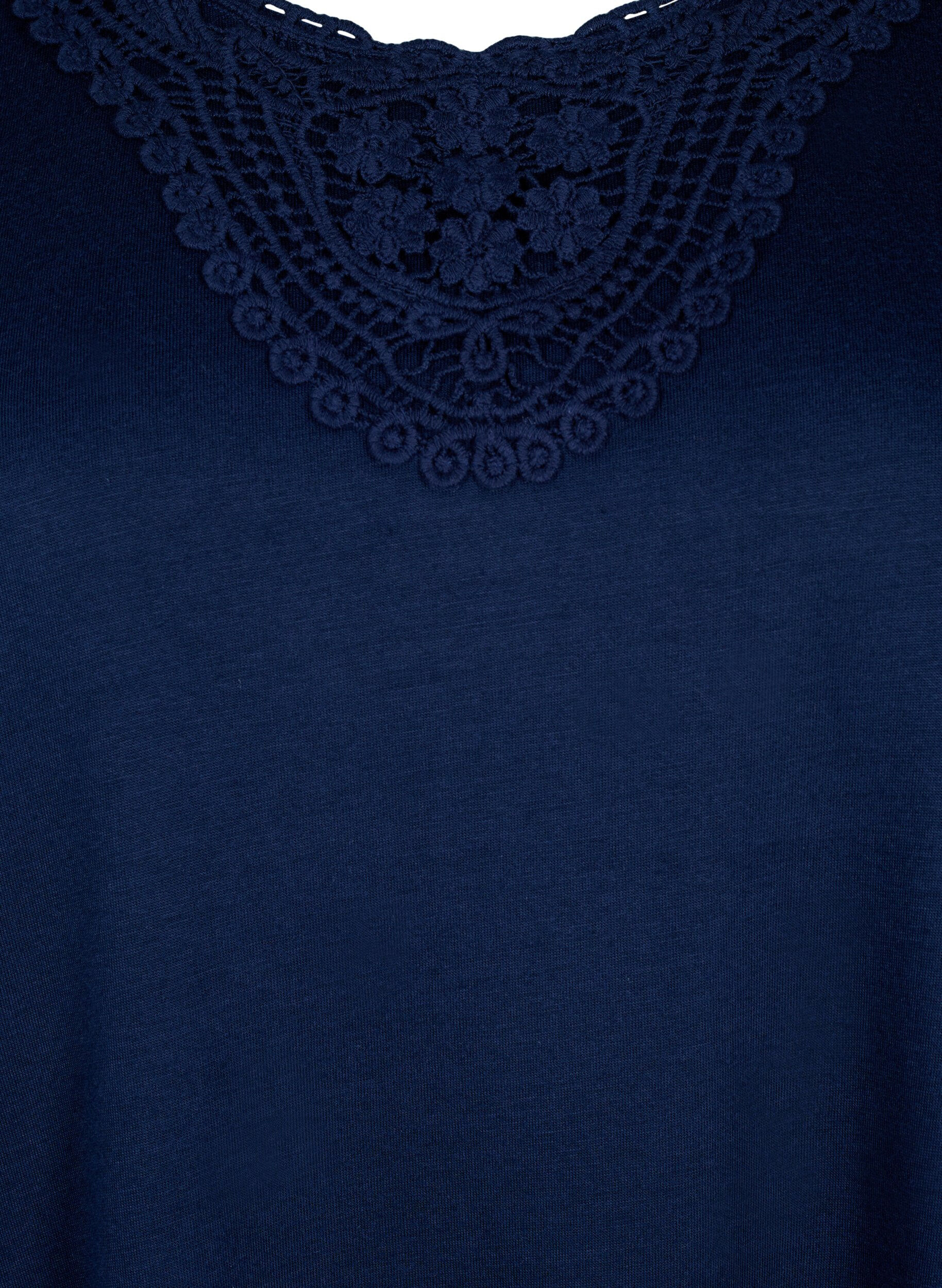 Zizzi &Auml;rml&ouml;s topp med spets, Navy Blazer, Packshot image number 2