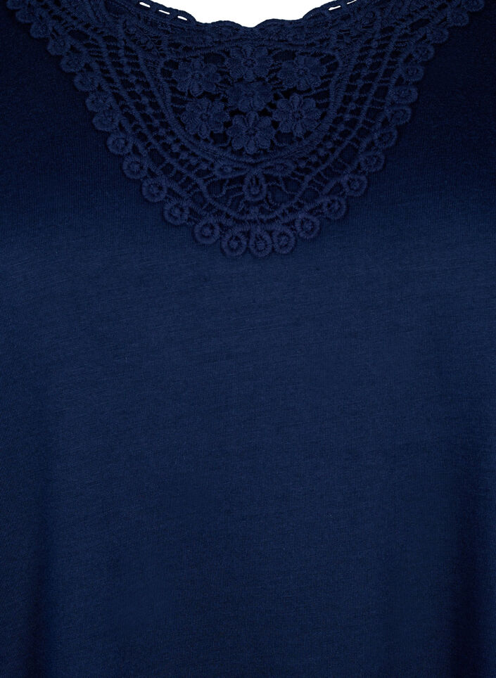 Ärmlös topp med spets, Navy Blazer, Packshot image number 2