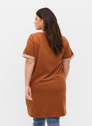 Sweatshirtklänning med korta ärmar och lös passform, Argan Oil, Model image number 1