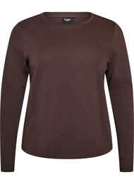 L&aring;ng&auml;rmad bas-T-shirt med rund hals, Brun