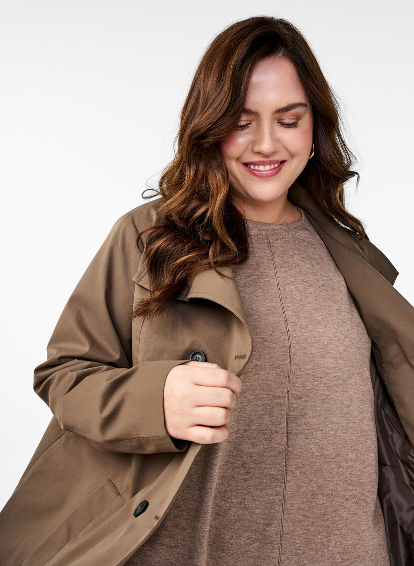 Vattenavvisande vårjacka med a-linjeformat snitt, Brun, Image image number 0