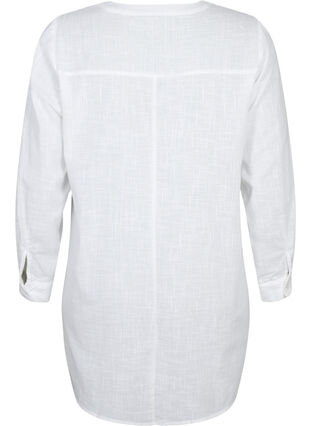 Tunika i bomull med trekvartsärm, Bright White, Packshot image number 1