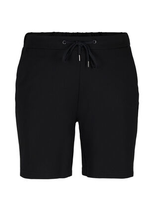 Lösa shorts med dragsko och fickor, Black, Packshot image number 0