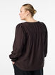 Viskosblus med smock och rynkade detaljer, Brun, Model image number 2