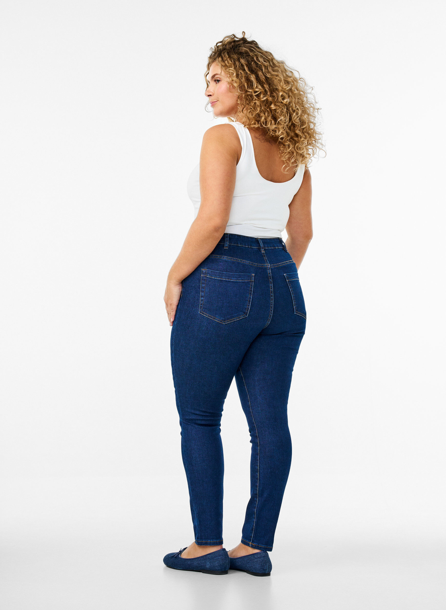 ZizziAmy jeans med h&ouml;g midja och super slim fit, Bl&aring;, Model image number 1