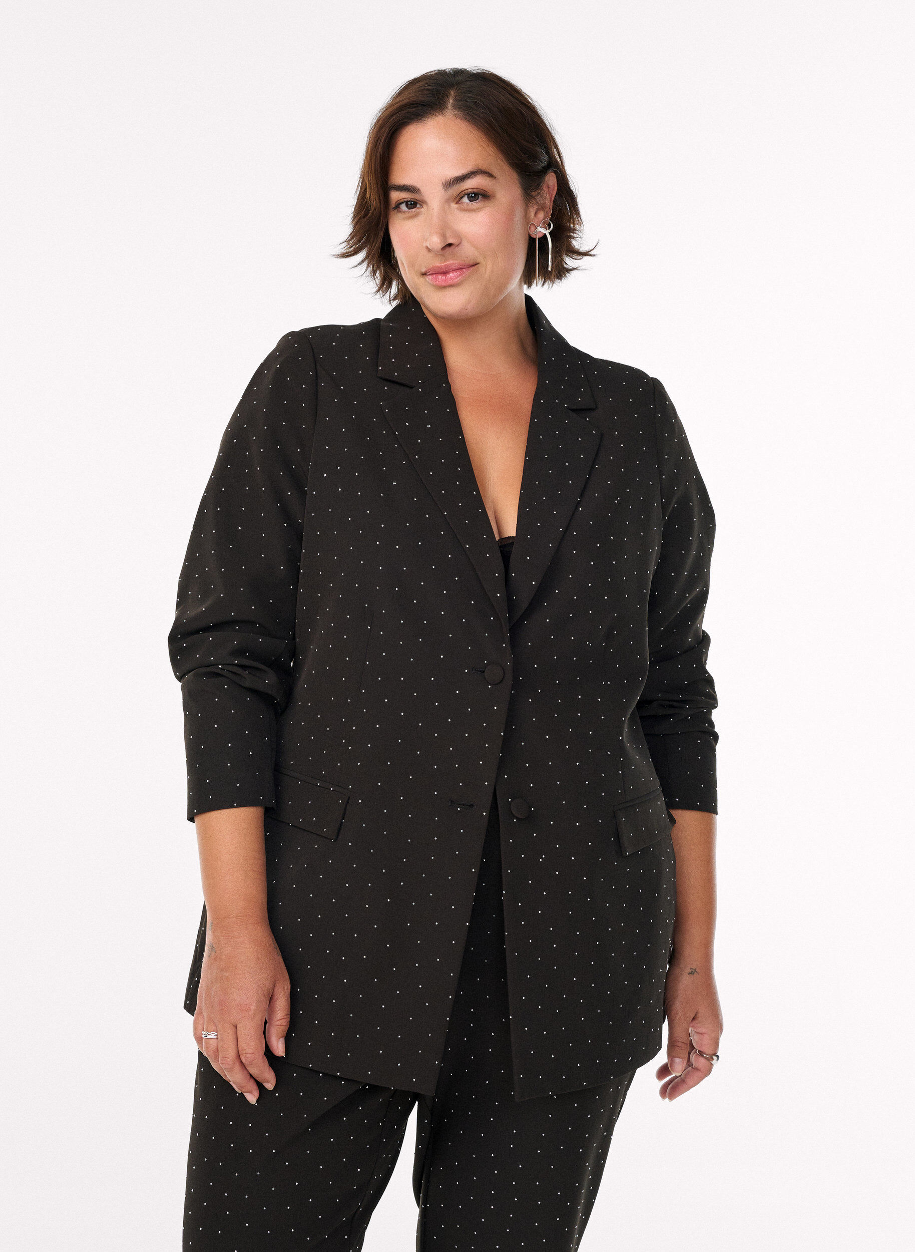 Zizzi Blazer med strasstenar, Svart, Model image number 0