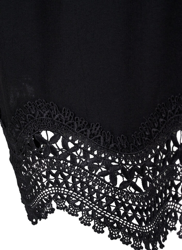 Kl&auml;nning i viskos med broderade detaljer, Black, Packshot image number 3