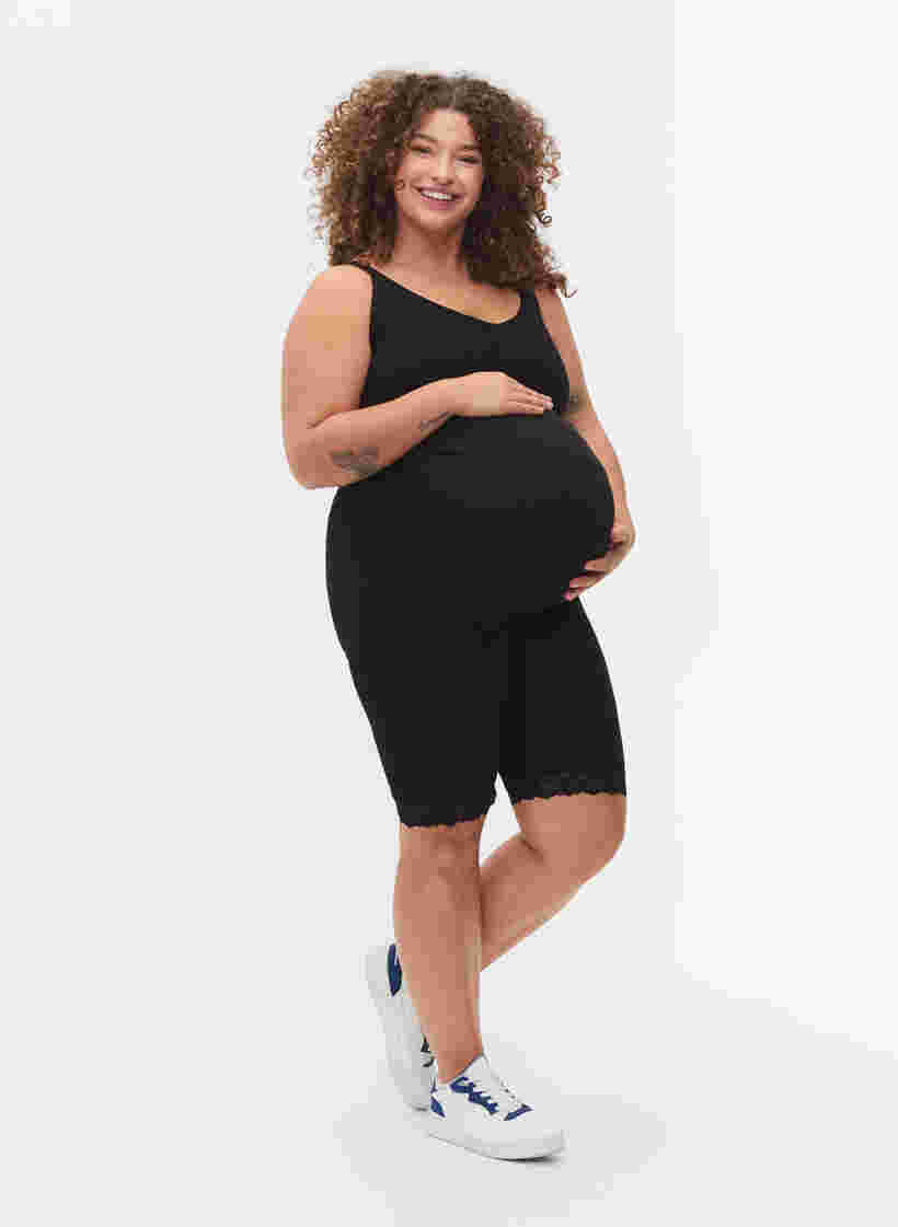 Cykelshorts för gravida med spetskant, Black, Model image number 2