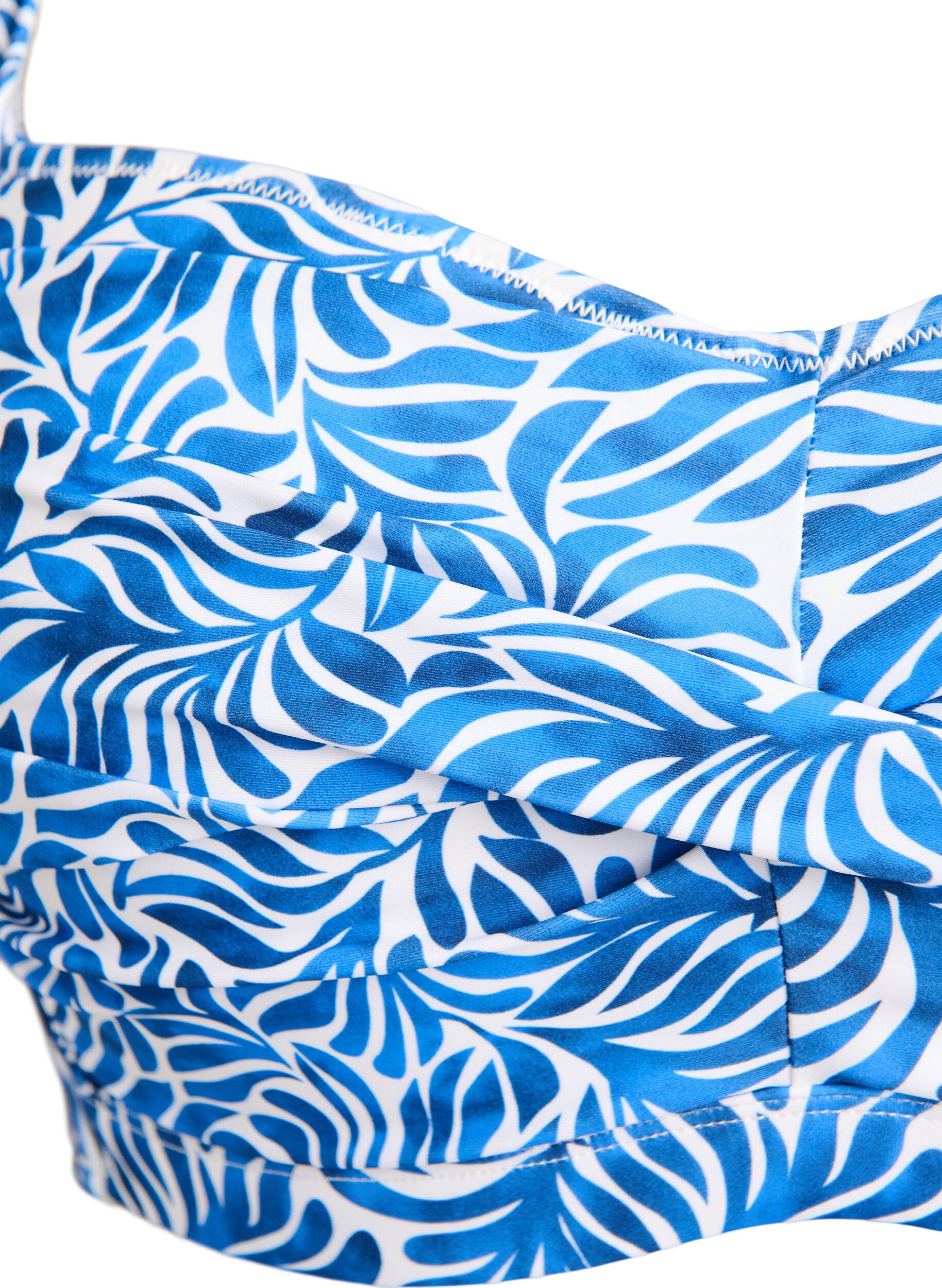 ZizziVadderad bikinitopp med tryck, Bl&aring;, Packshot image number 2