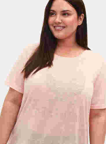 T-shirt med nitar och rund halsringning, Pale Blush, Model image number 2
