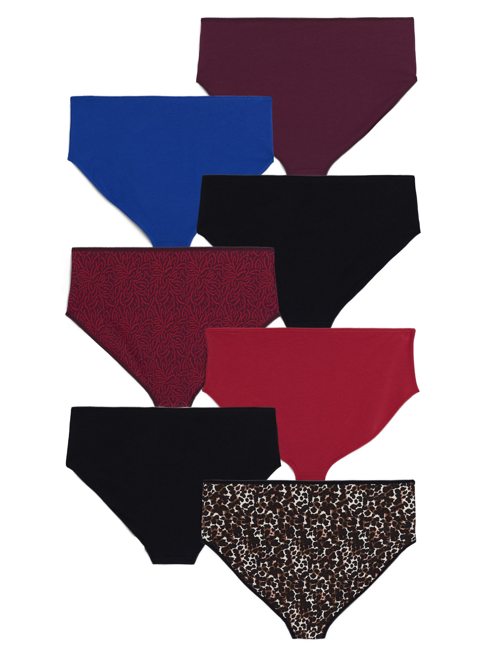 Zizzi 7-pack trosor med normal midja, R&ouml;d, Packshot image number 1