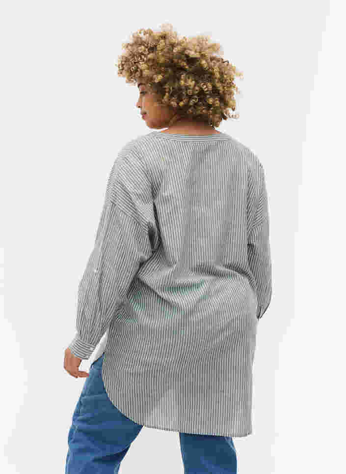 Randig skjorta i 100% bomull, Cilantro Stripe , Model image number 1