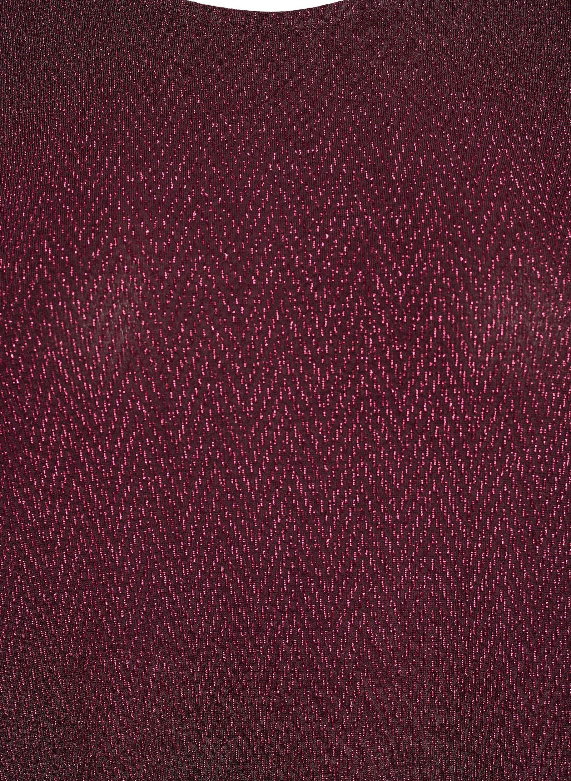 Zizzi Blus med glitterm&ouml;nster och 3/4-&auml;rmar, M&ouml;rk Bordeaux, Packshot image number 2