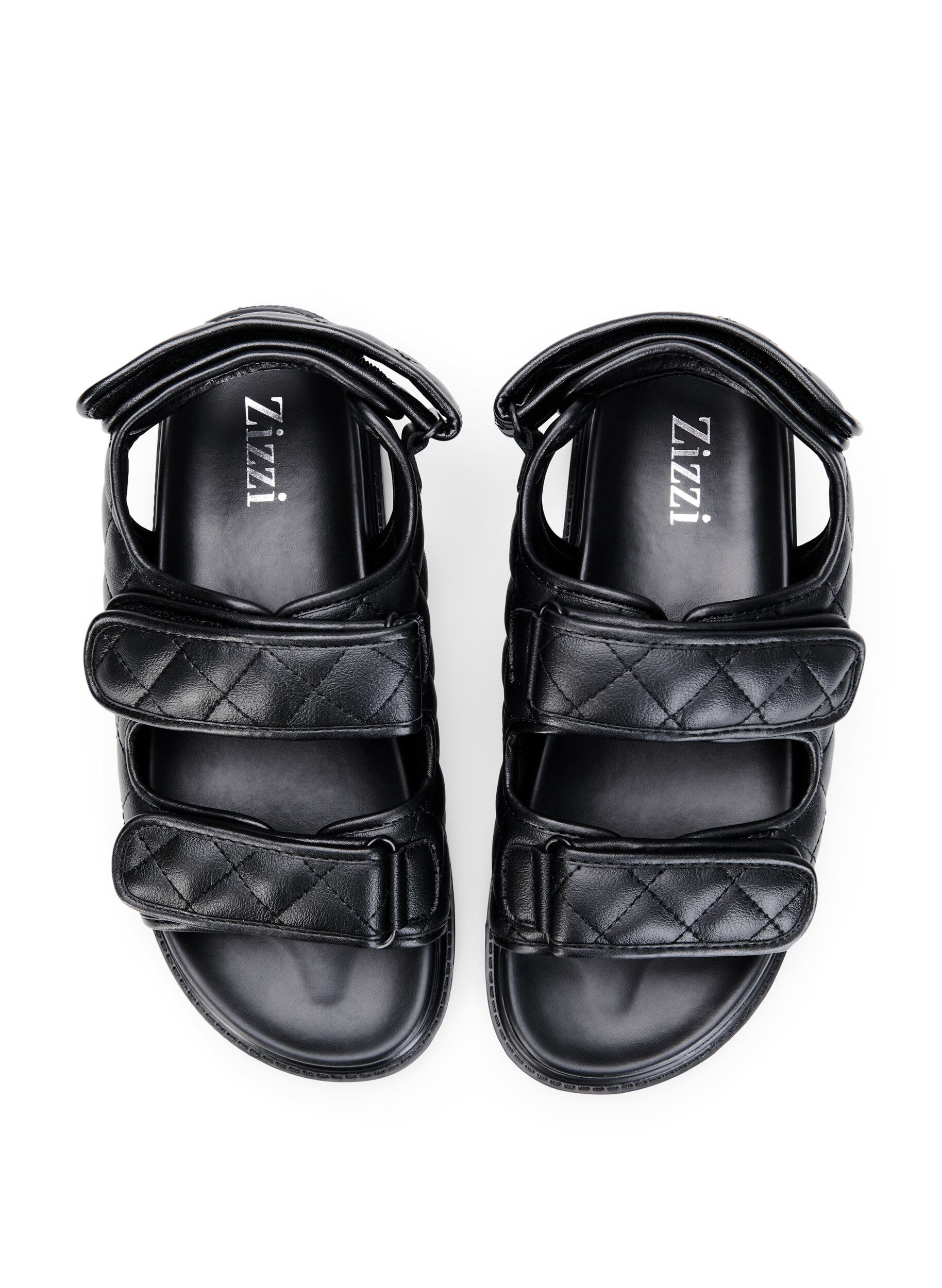 Zizzi Sandal i l&auml;der med bred passform, Svart, Packshot image number 2