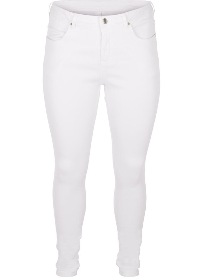Super slim Amy jeans med h&ouml;g midja, White, Packshot image number 0