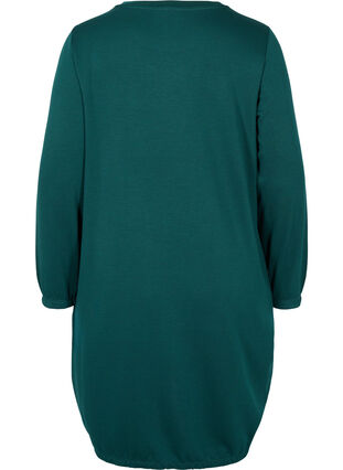 Enfärgad sweatshirtklänning med långa ärmar, Ponderosa Pine, Packshot image number 1