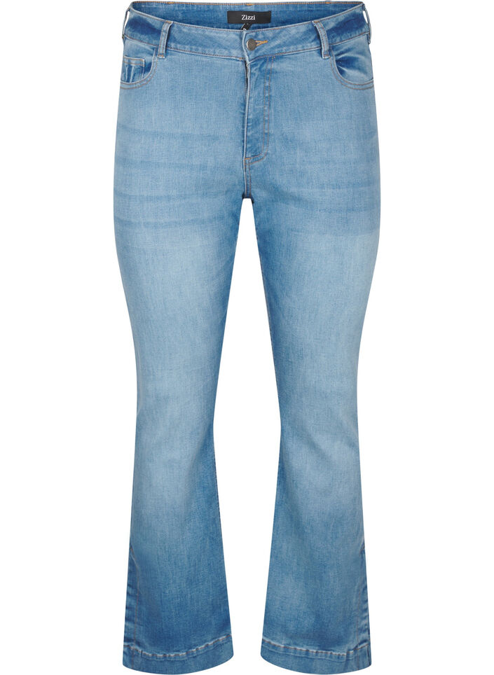 Bootcutjeans med slits, Blue Denim, Packshot image number 0