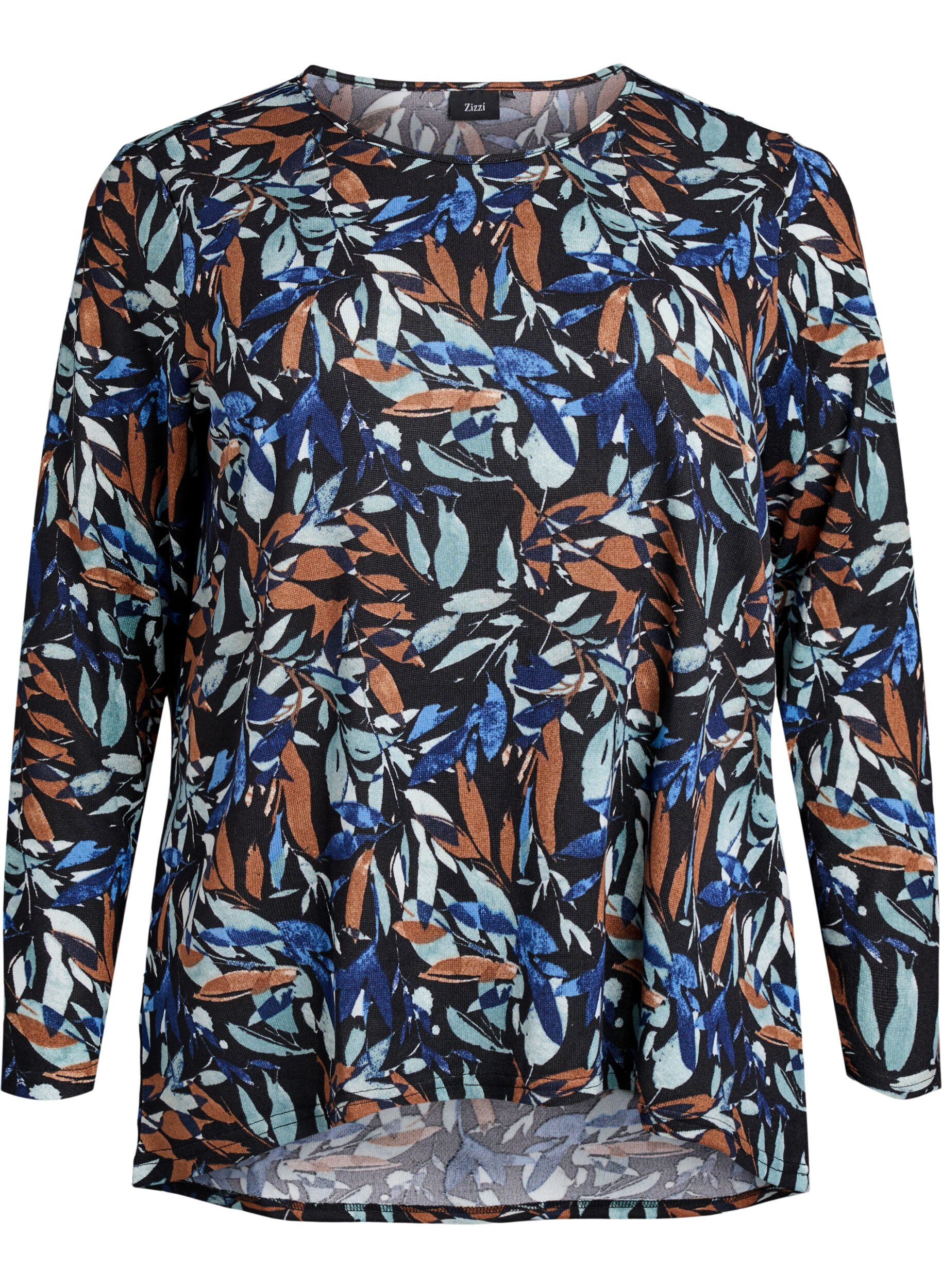 ZizziM&ouml;nstrad blus med l&aring;nga &auml;rmar, Bl&aring;, Packshot image number 0