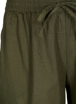 Lösa shorts i bomullsblandning med linne, Forest Night, Packshot image number 2