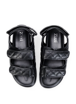 Sandal i läder med bred passform, Black, Packshot image number 2