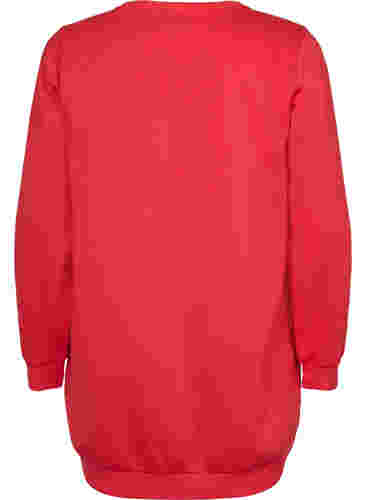 Lång sweatshirt med texttryck, Hisbiscus, Packshot image number 1