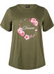 T-shirt från FLASH med tryck, Olive Night Flower, Packshot image number 0