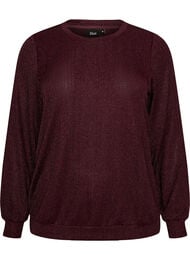 Blus med vertikal struktur och glittertr&aring;d, R&ouml;d