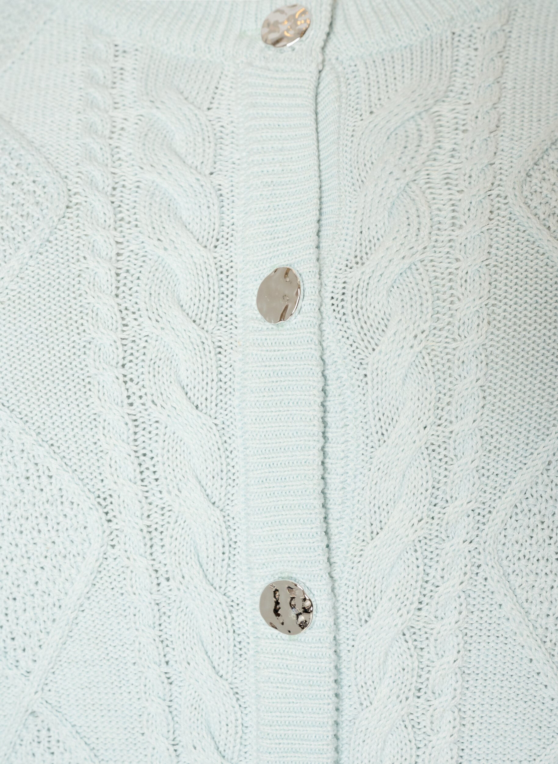 ZizziKabelstickad cardigan med dekorativa knappar, Bl&aring;, Packshot image number 2