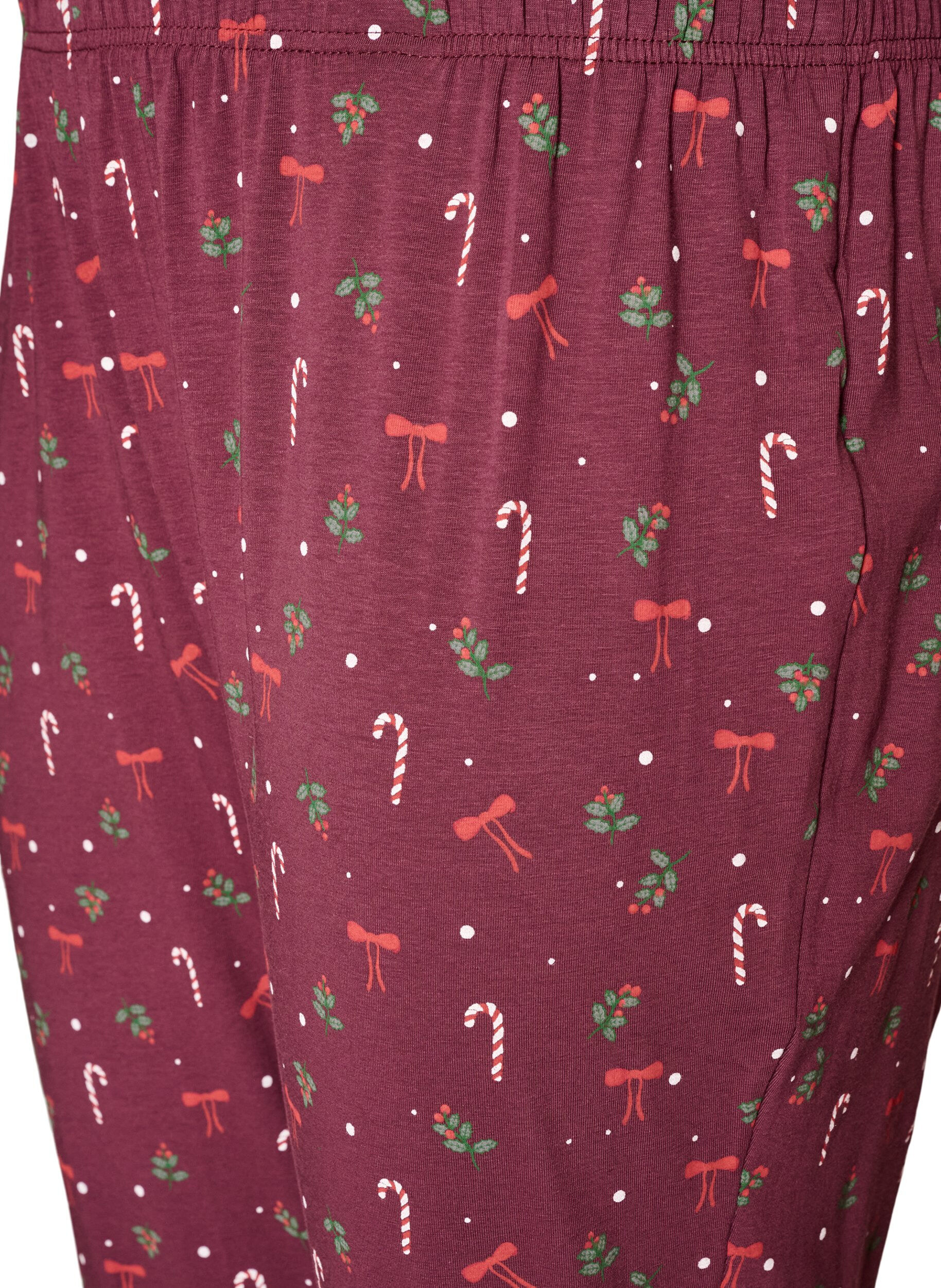 ZizziM&ouml;nstrade pyjamasbyxor, M&ouml;rk Bordeaux, Packshot image number 2