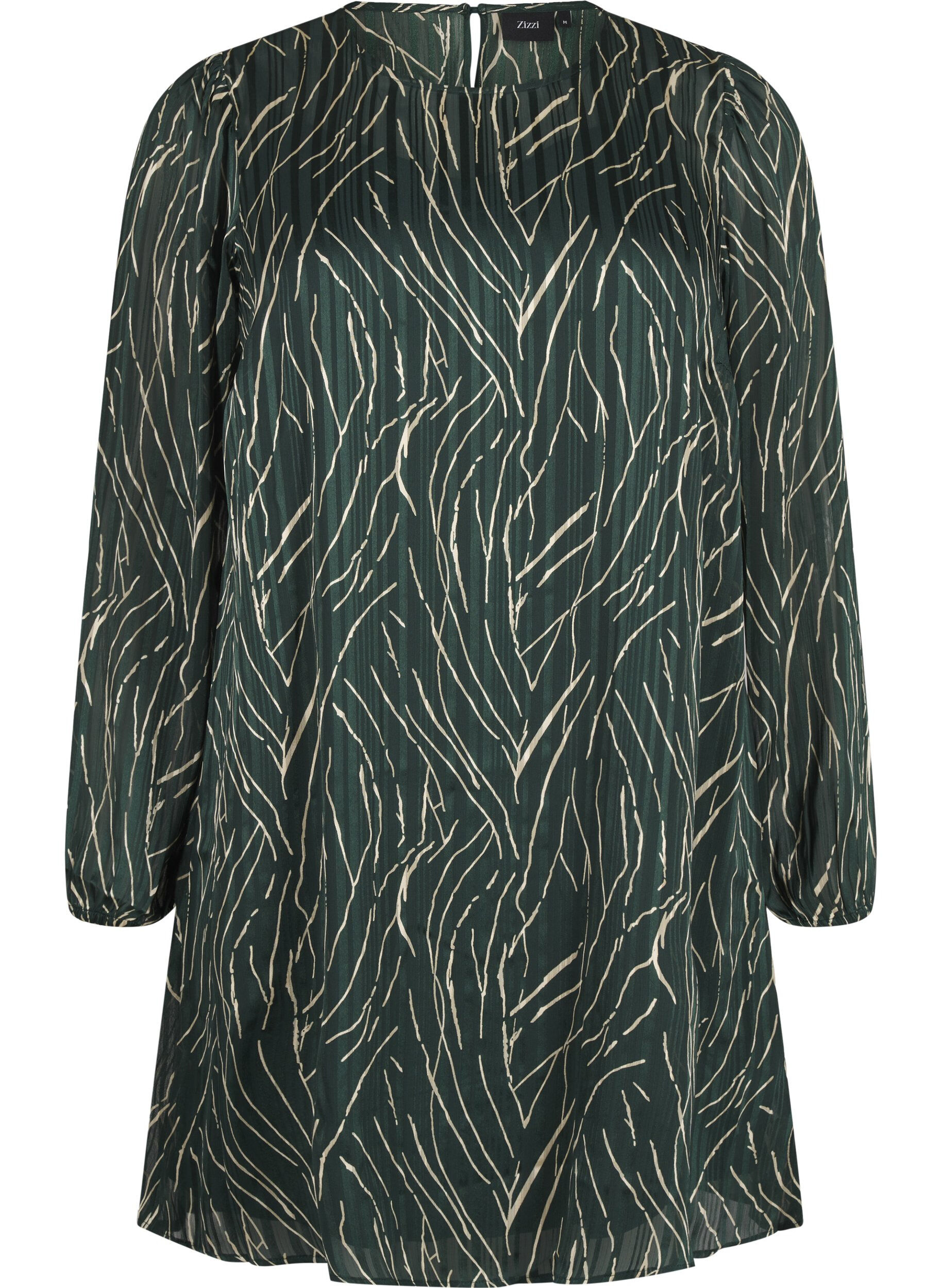 Zizzi Kort, m&ouml;nstrad kl&auml;nning med rund halsringning, Scarab Safari AOP, Packshot image number 0