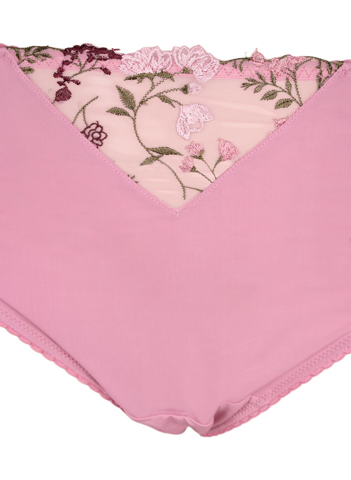 Trosor i microfiber med broderade blommor, Rosa, Packshot image number 2