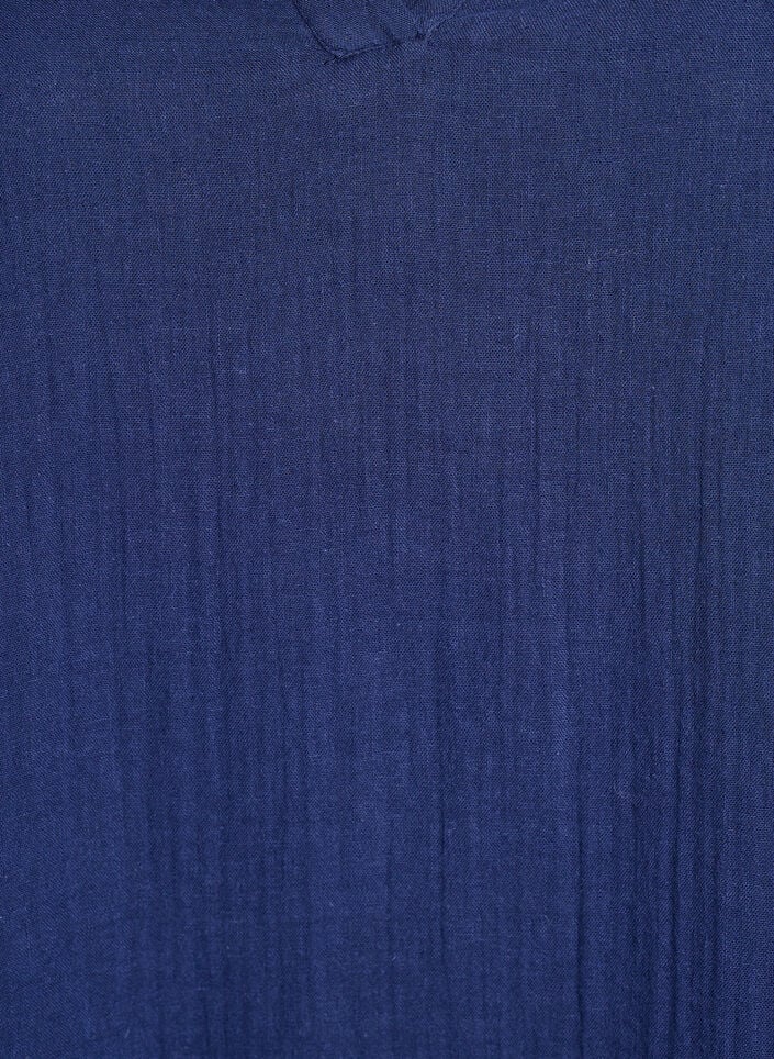 Kort a-linjeformad kl&auml;nning i bomullsmuslin, Bl&aring;, Packshot image number 2