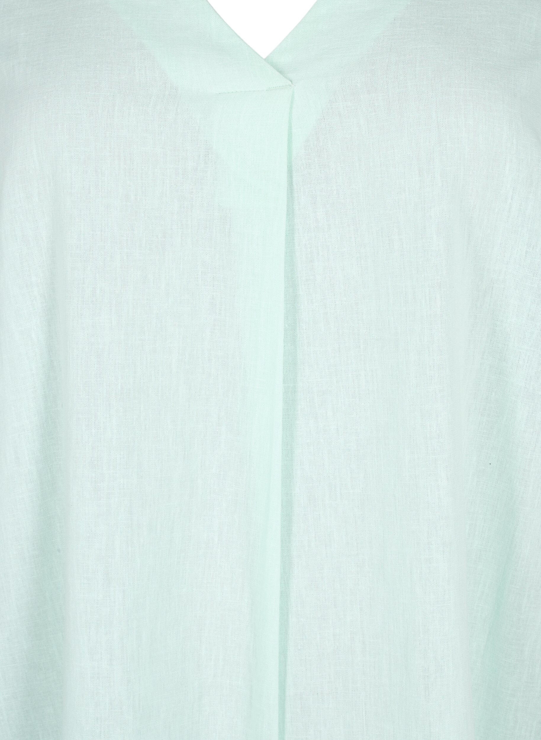 Zizzi Kaftankl&auml;nning i bomulls- och linneblandning, Gr&ouml;n, Packshot image number 2