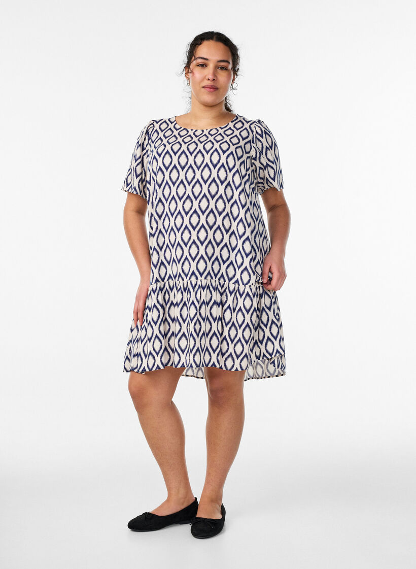 Kl&auml;nning i viskos med avsk&auml;rning, Bl&aring;, Model image number 1