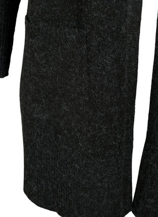 Ribbstickad kofta med fickor, Dark Grey Melange, Packshot image number 3