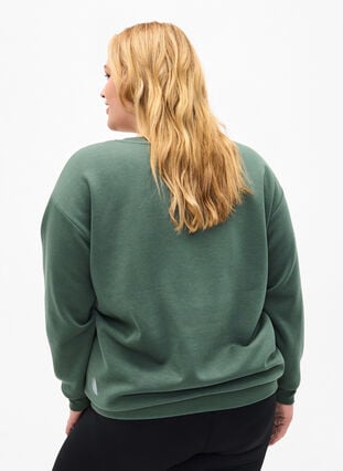 Sweatshirt med frottétext, Duck Green, Model image number 1