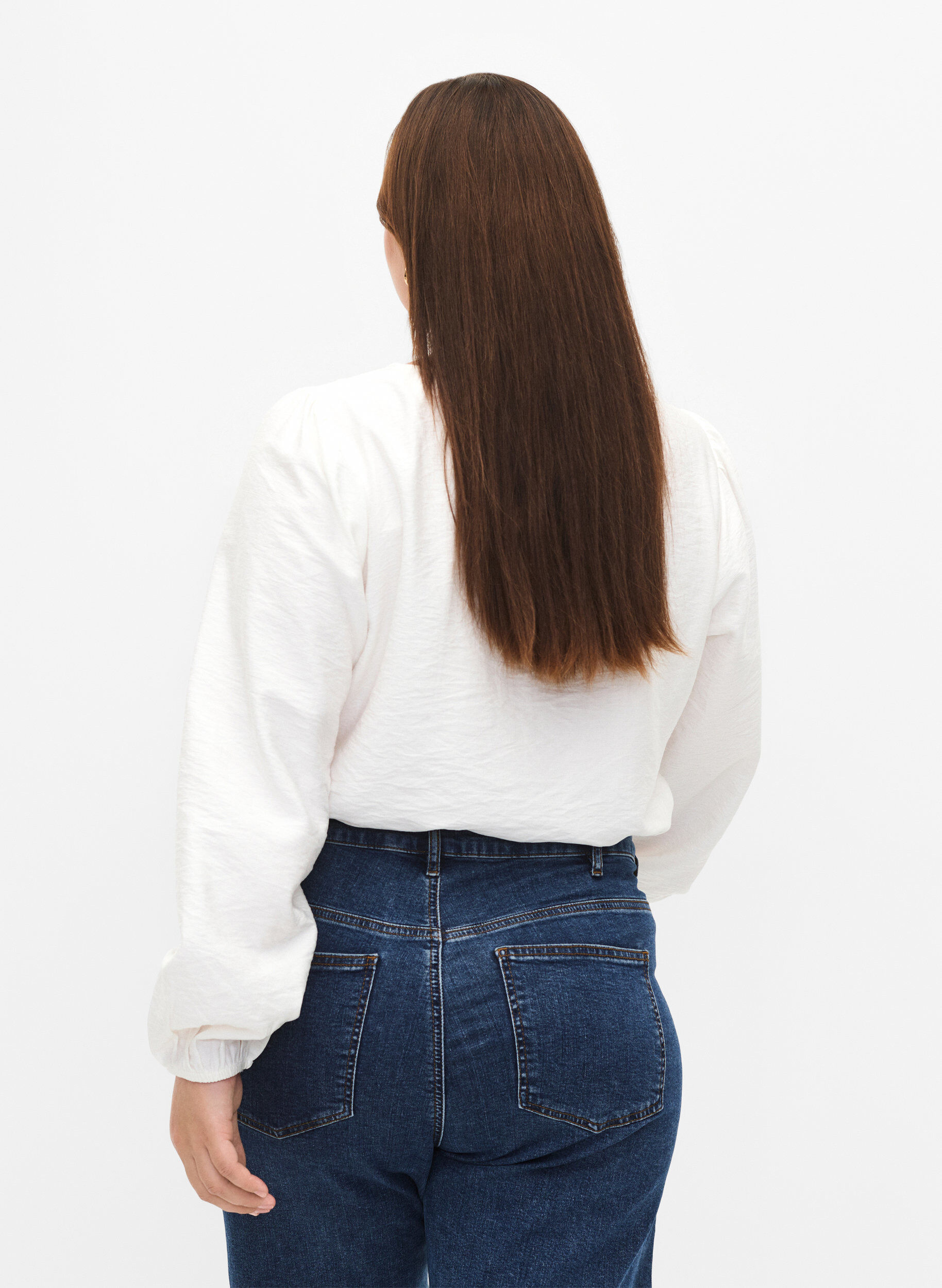 Zizzi Blus i viskos med virkade detaljer, Bright White, Model image number 1