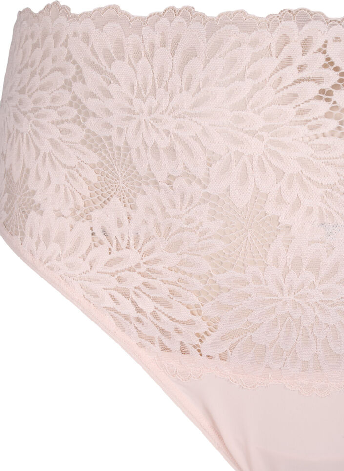 Stringtrosor i spets med hög midja, Peach Blush, Packshot image number 2