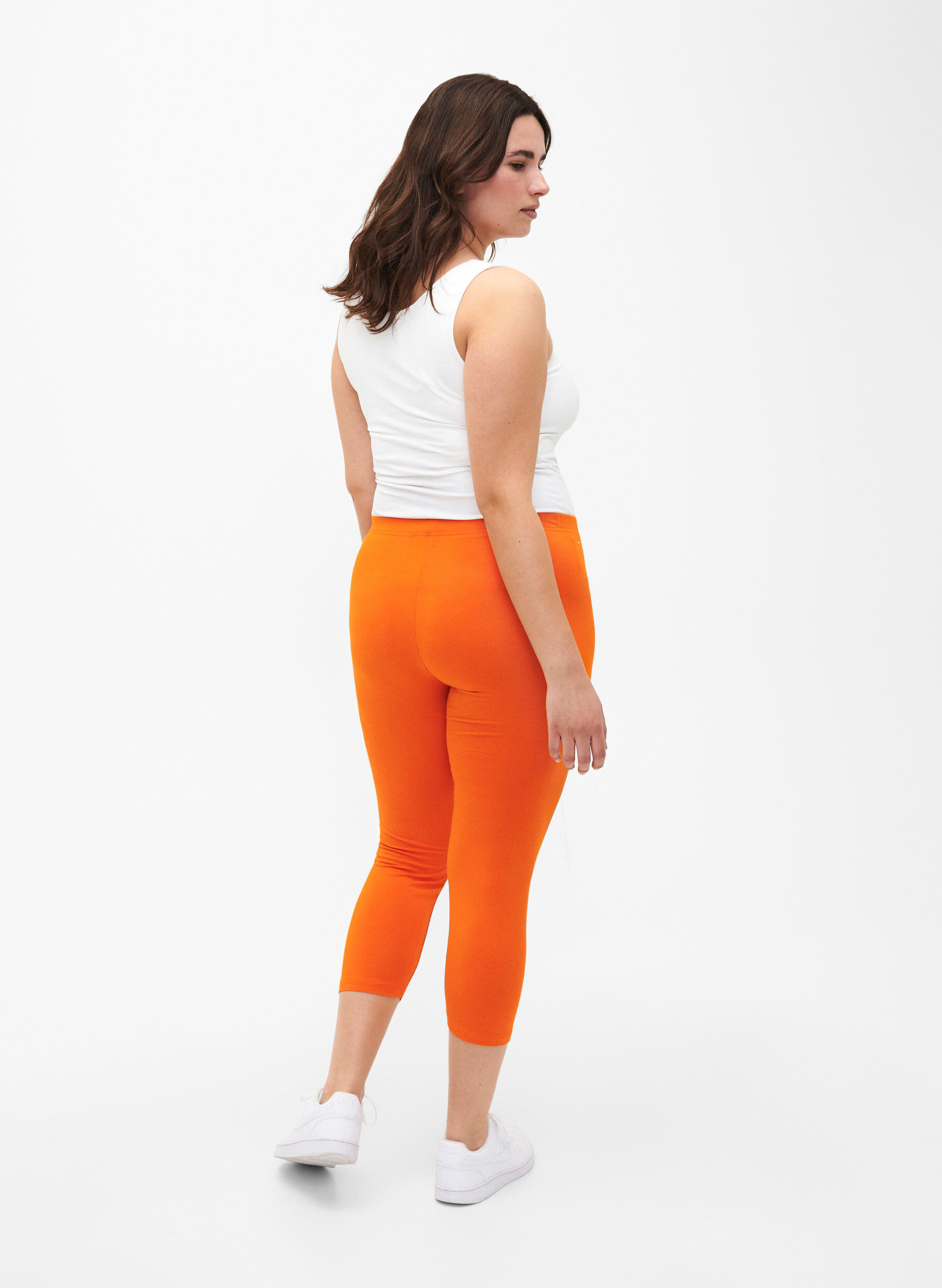 Zizzi Basleggings i viskos med 3/4-delsl&auml;ngd, Orange, Model image number 2