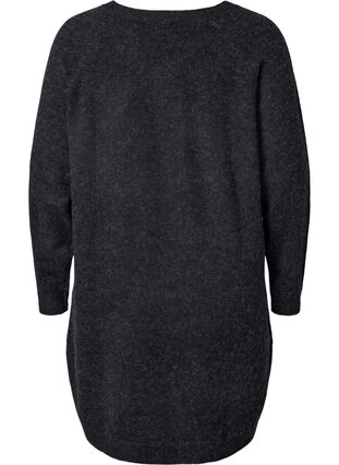 Stickad, melerad klänning med knappar, Dark Grey Melange, Packshot image number 1