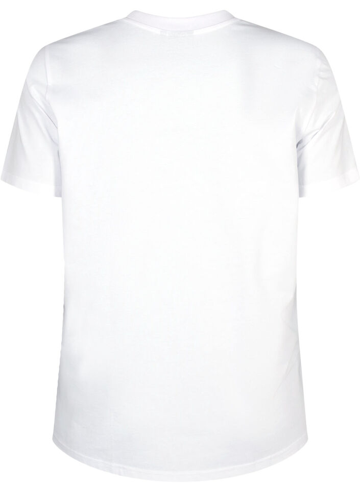 Enkel t-shirt i bomull med rund halsringning, Vit, Packshot image number 1