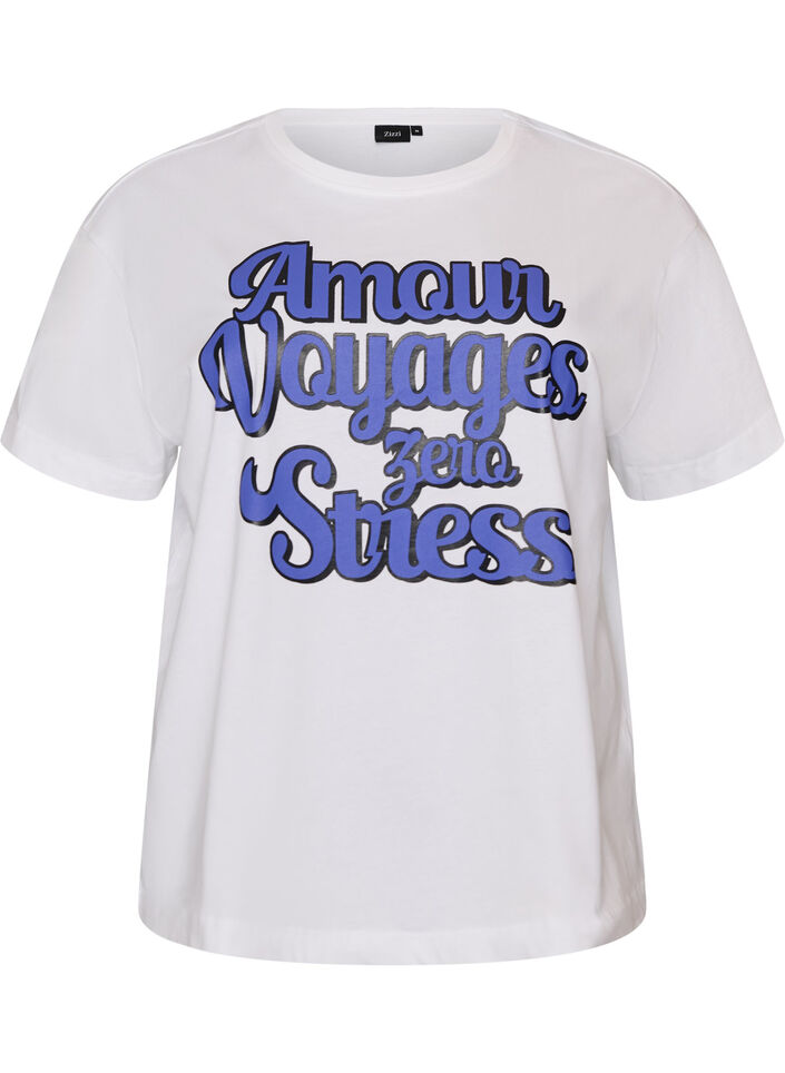 T-shirt i 100% bomull med korta &auml;rmar och tryck, Vit, Packshot image number 0