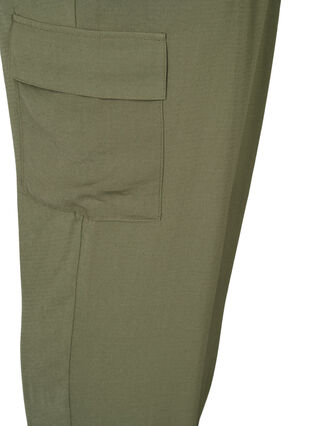 Enfärgade byxor med stora fickor, Black Olive, Packshot image number 3